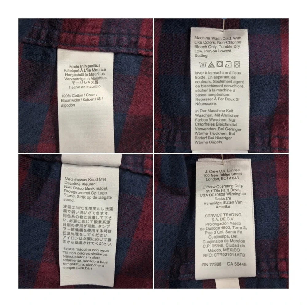 J. Crew Men's Plaid Shirt‎ Size S Blue/Burgundy Flannel Collared Button-Up